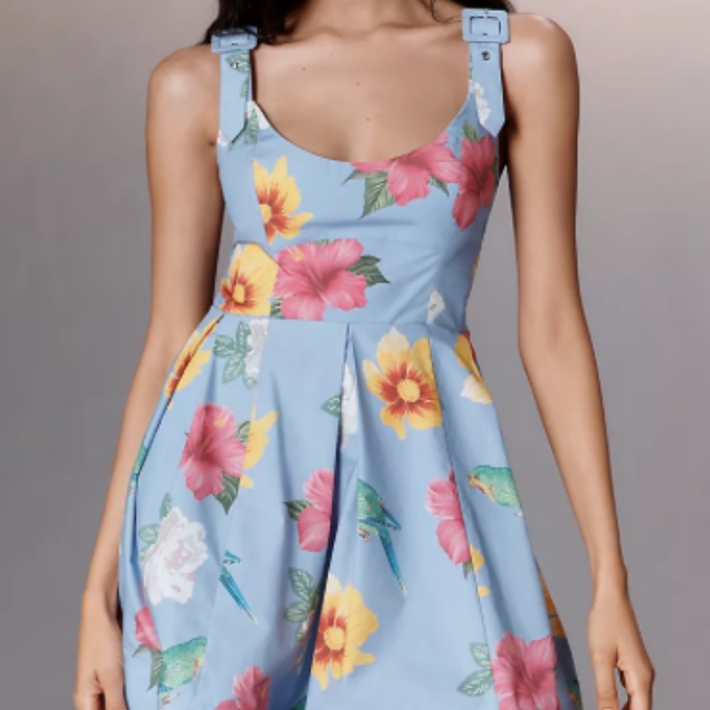 Anthropology Scoop-Neck Printed Cotton Mini Dress - Picture 4 of 4
